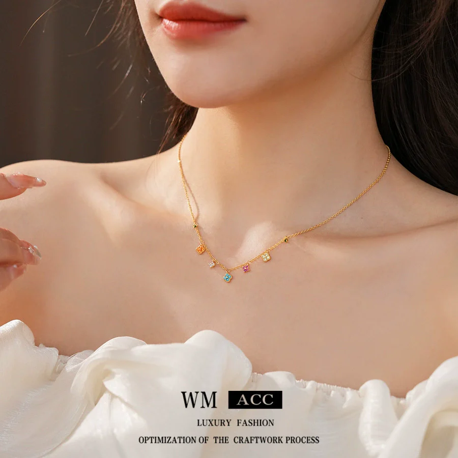 Wholesale Women's Flower Pendant Necklace Copper 925 Silver Zirconia Highend Retro Style - Image 4