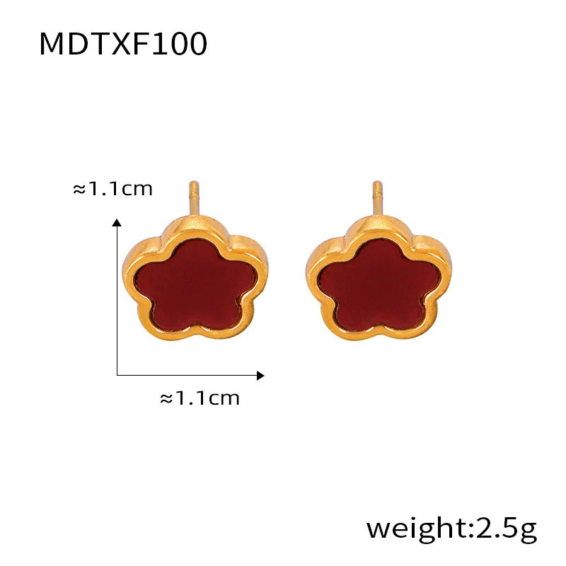 Wholesale Women's Flower Shape Jewelry Set Inlaid With White Sea Shell Acrylic Titanium Steel Ochain Electroplated - Image 12