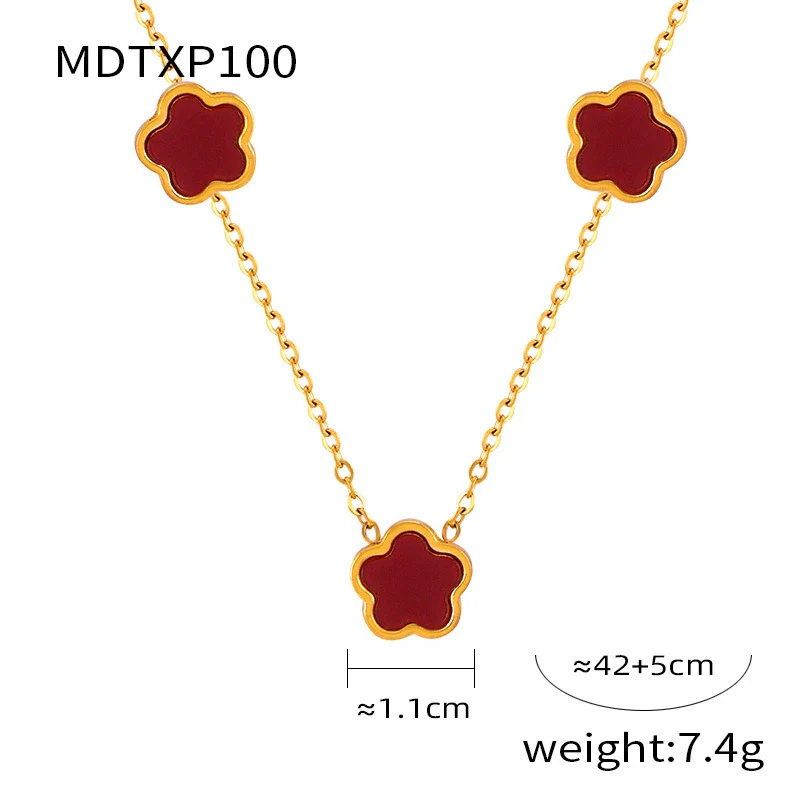 Wholesale Women's Flower Shape Jewelry Set Inlaid With White Sea Shell Acrylic Titanium Steel Ochain Electroplated - Image 16