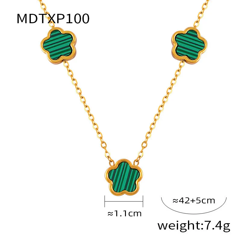 Wholesale Women's Flower Shape Jewelry Set Inlaid With White Sea Shell Acrylic Titanium Steel Ochain Electroplated - Image 17