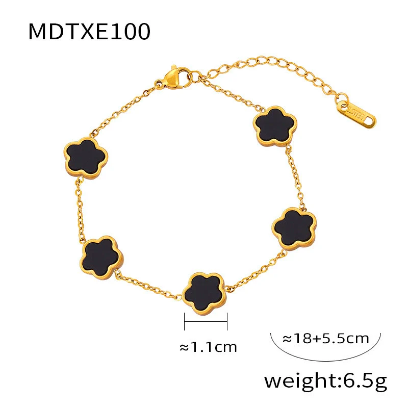 Wholesale Women's Flower Shape Jewelry Set Inlaid With White Sea Shell Acrylic Titanium Steel Ochain Electroplated - Image 7