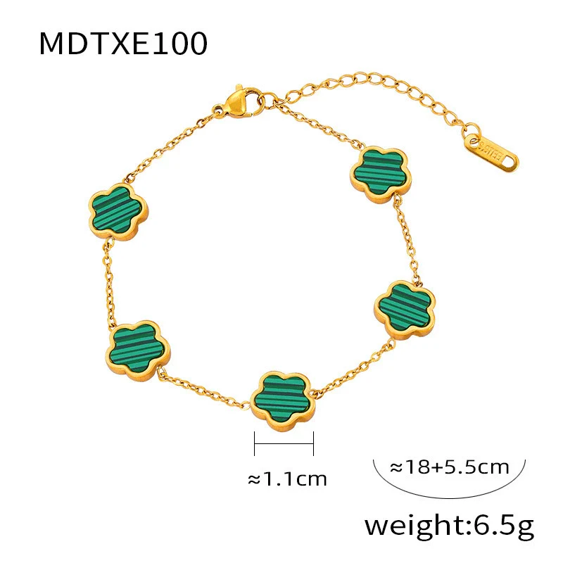 Wholesale Women's Flower Shape Jewelry Set Inlaid With White Sea Shell Acrylic Titanium Steel Ochain Electroplated - Image 9