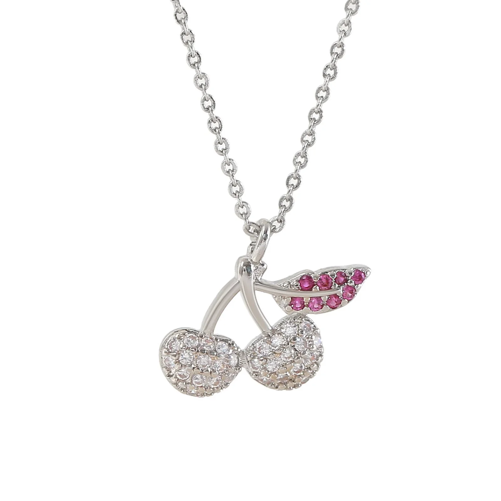 Wholesale Women's Fresh Clean Aesthetic Fruit Pattern Copper Necklace With Electroplated Real Gold Inlaid Colorful Zircon And Micro Red Corundum - Image 5