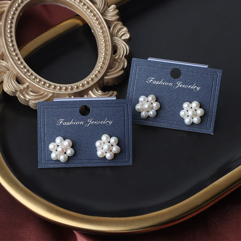 Wholesale Women's Freshwater Pearl S925 Silver Needle Elegant Minimalist Fashion Earrings With Flat Round Rose Buns Round Oblate Shape - Image 6