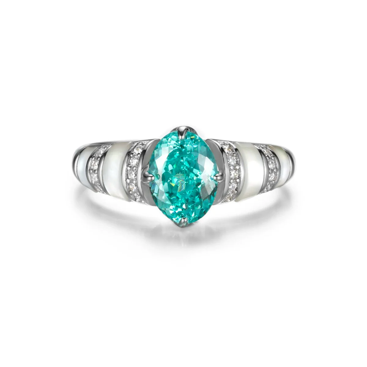 Wholesale Women's Fritillary Ring 925 Sterling Silver Geometric Fashion Electroplated Aqua Sapphire Blue Series - Image 7