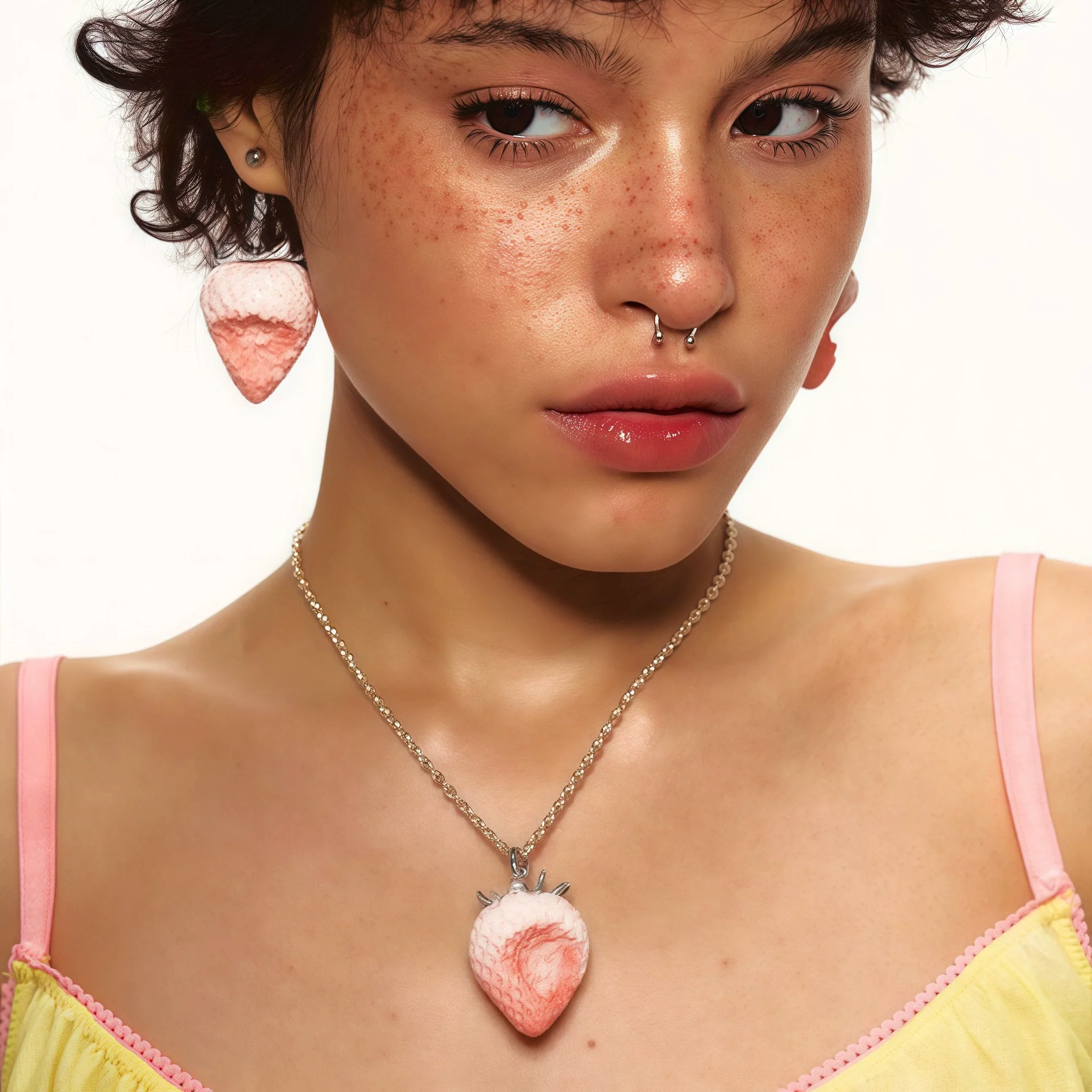 Wholesale Women's Fruit Patterned Copper And Resin Electroplated Necklace With Oshaped Chain Luxury Jewelry - Image 5