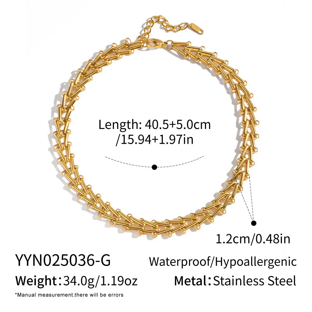 Wholesale Women's Future Style Geometric Heart Horseshoe 18K Real Gold Plated Handmade Chain Necklace Jewelry - Image 14