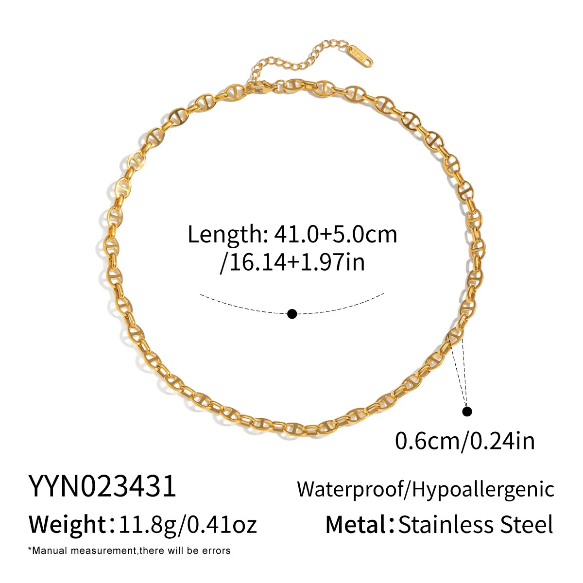 Wholesale Women's Future Style Geometric Heart Horseshoe 18K Real Gold Plated Handmade Chain Necklace Jewelry - Image 15