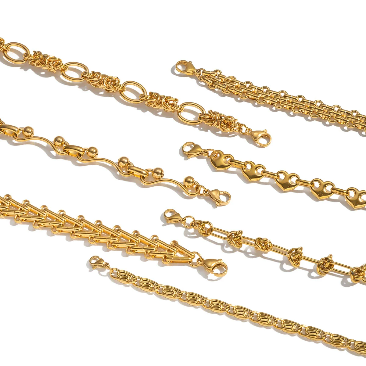 Wholesale Women's Future Style Geometric Heart Horseshoe 18K Real Gold Plated Handmade Chain Necklace Jewelry - Image 5
