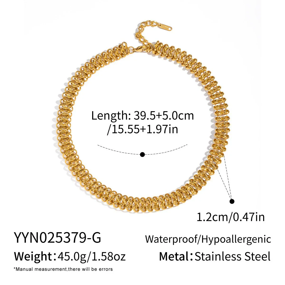 Wholesale Women's Future Style Geometric Heart Horseshoe 18K Real Gold Plated Handmade Chain Necklace Jewelry - Image 7