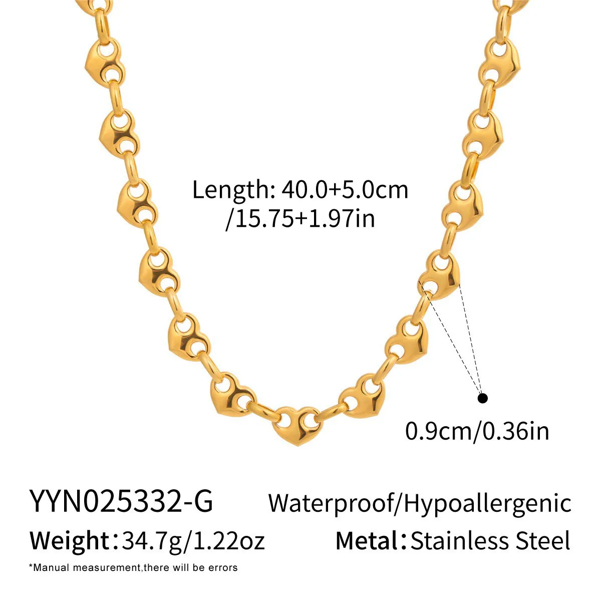 Wholesale Women's Future Style Geometric Heart Horseshoe 18K Real Gold Plated Handmade Chain Necklace Jewelry - Image 8