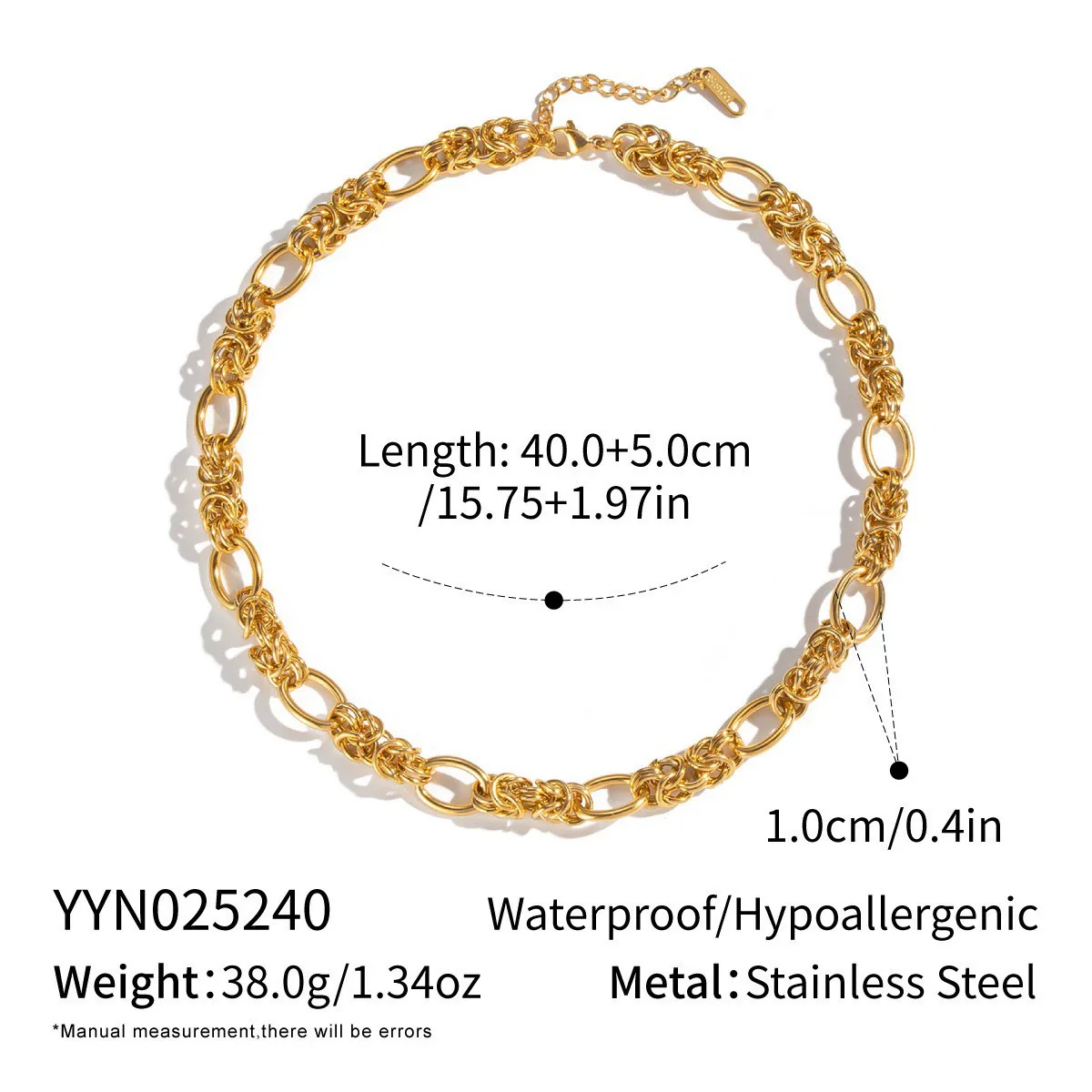 Wholesale Women's Future Style Geometric Heart Horseshoe 18K Real Gold Plated Handmade Chain Necklace Jewelry - Image 9
