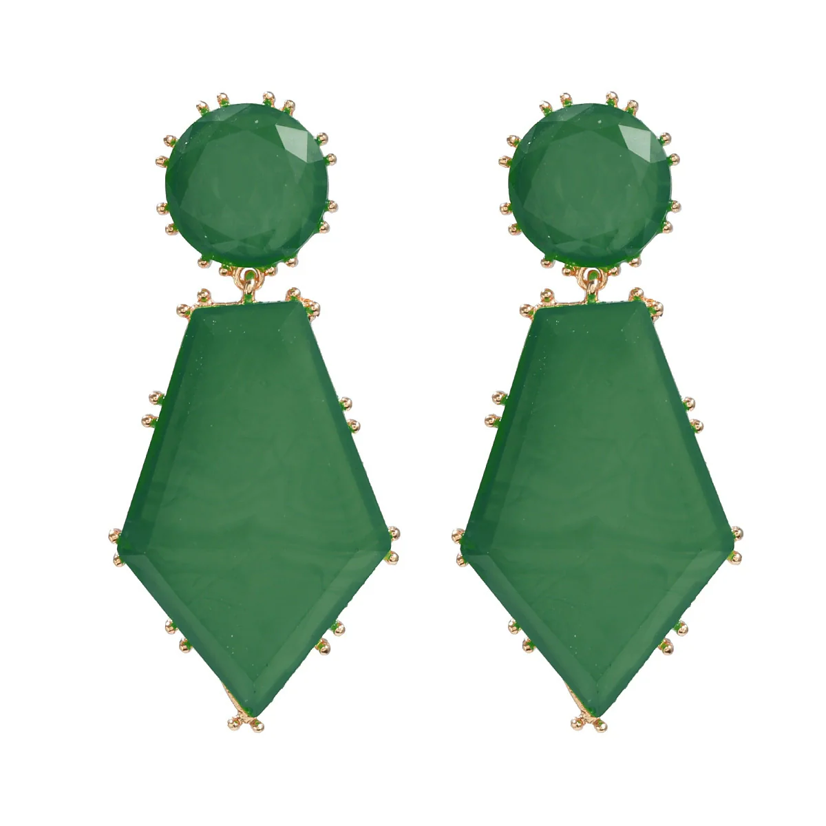 Wholesale Women's Geometric Acetate Plate Earrings With Electroplating Round Hexagonal Design - Image 5