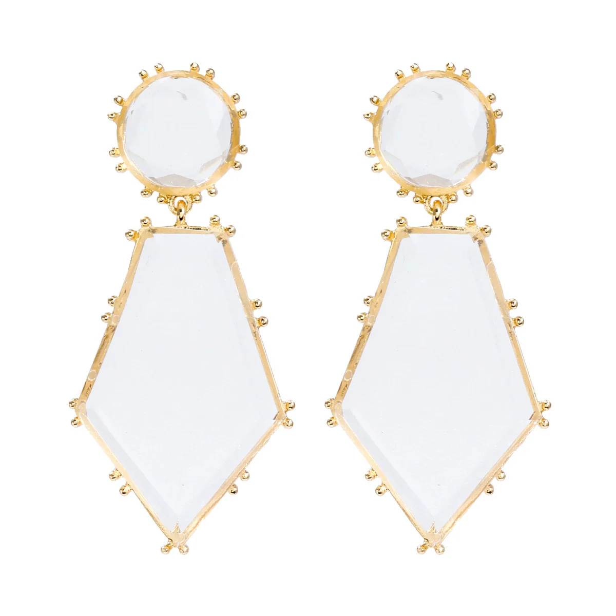 Wholesale Women's Geometric Acetate Plate Earrings With Electroplating Round Hexagonal Design - Image 6
