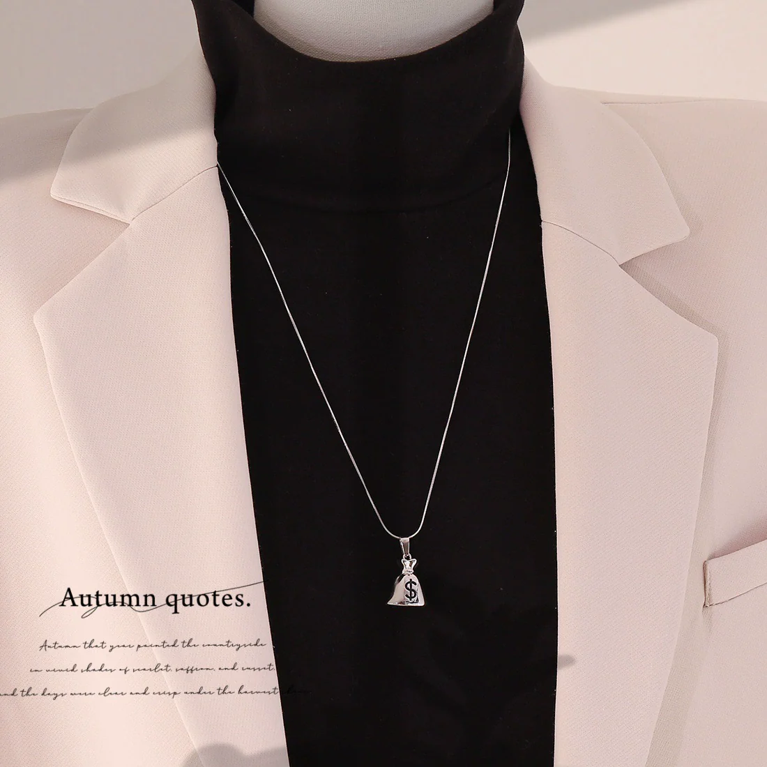Wholesale Women's Geometric Alloy Money Bag Pendant Necklace Sweater Chain Accessories - Image 3