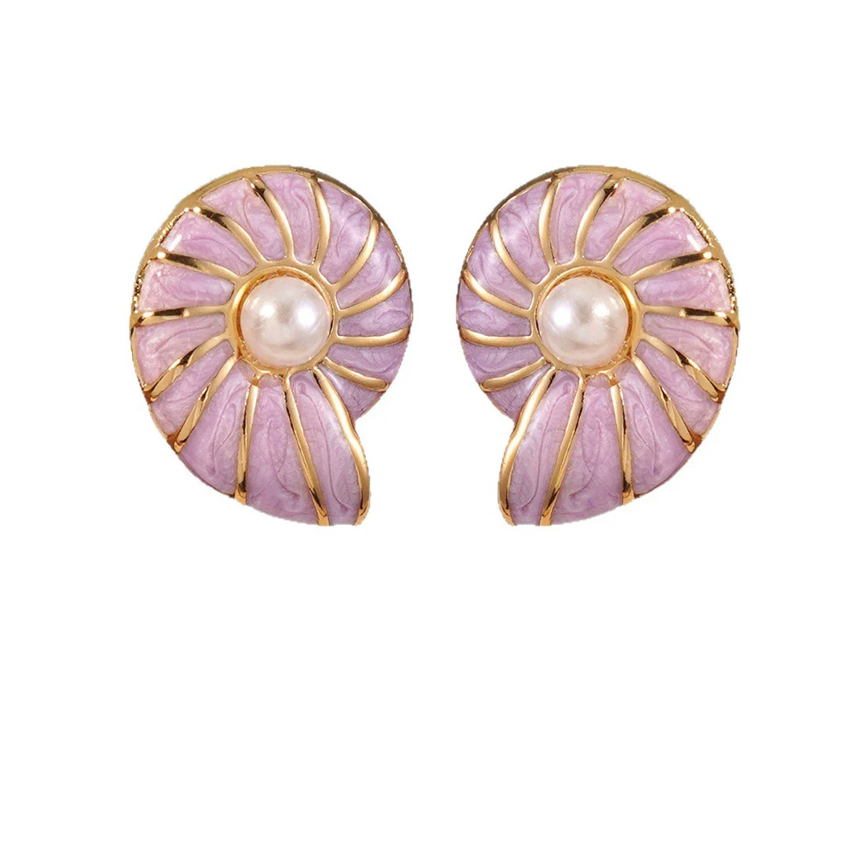 Wholesale Women's Geometric Animal Style Oil Dripping Plastic Resin Stainless Steel Conch Earrings - Image 5