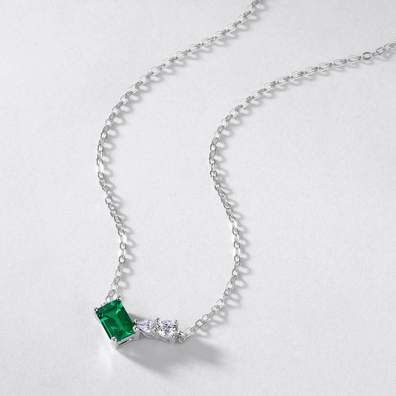 Wholesale Women's Geometric Anise Cultivation Emerald 925 Silver Inlay Clavicle Chain Necklace - Image 2