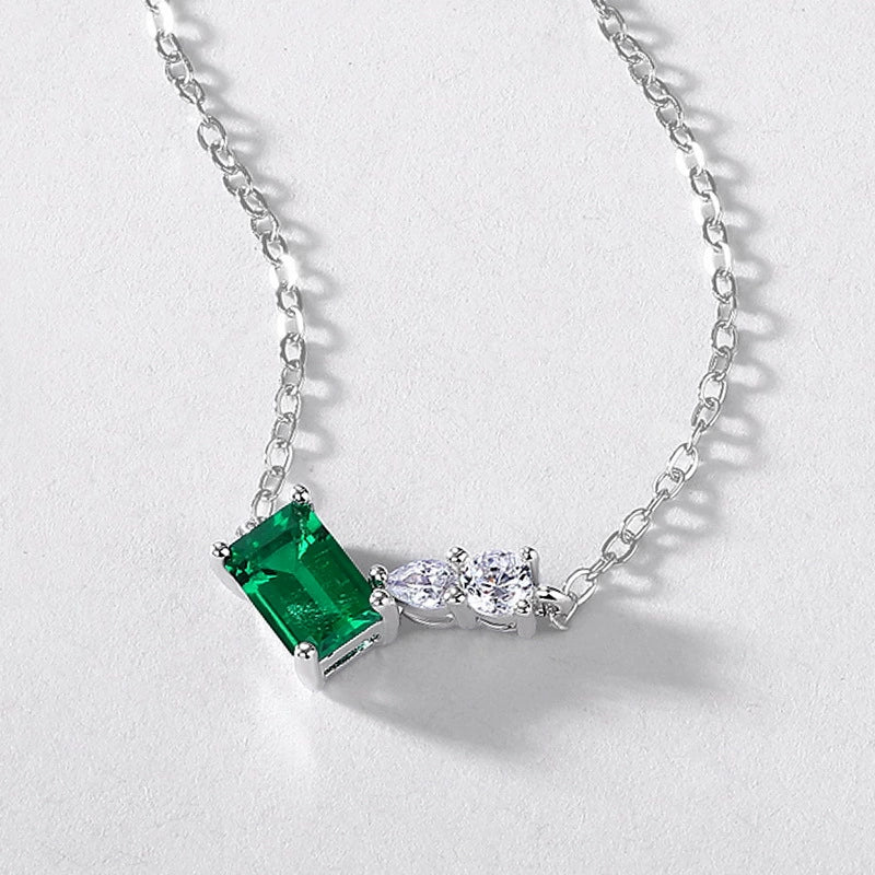 Wholesale Women's Geometric Anise Cultivation Emerald 925 Silver Inlay Clavicle Chain Necklace - Image 3