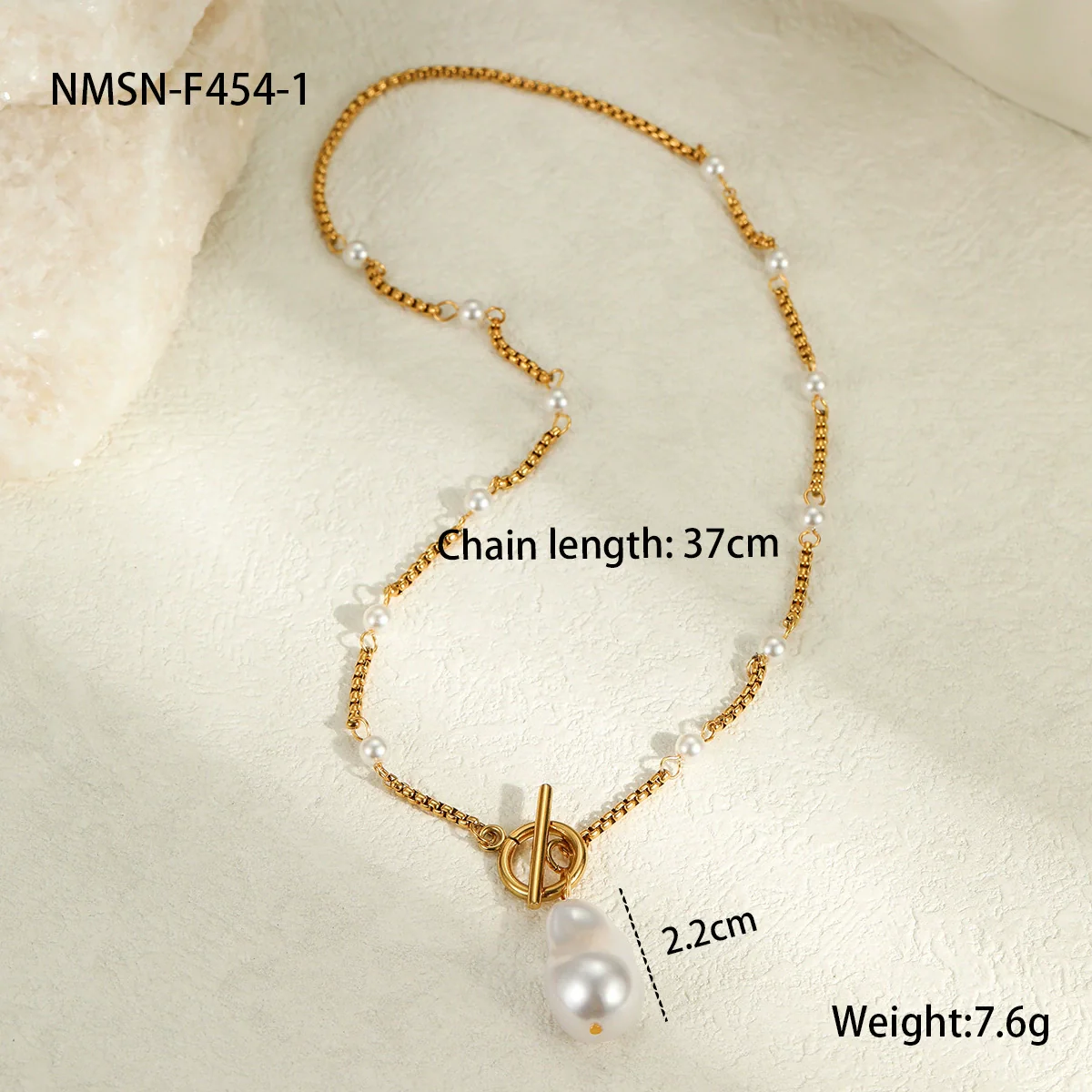 Wholesale Women's Geometric Baroque Imitation Pearl Stainless Steel 18K Electroplated Necklace Light Luxury Jewelry - Image 10