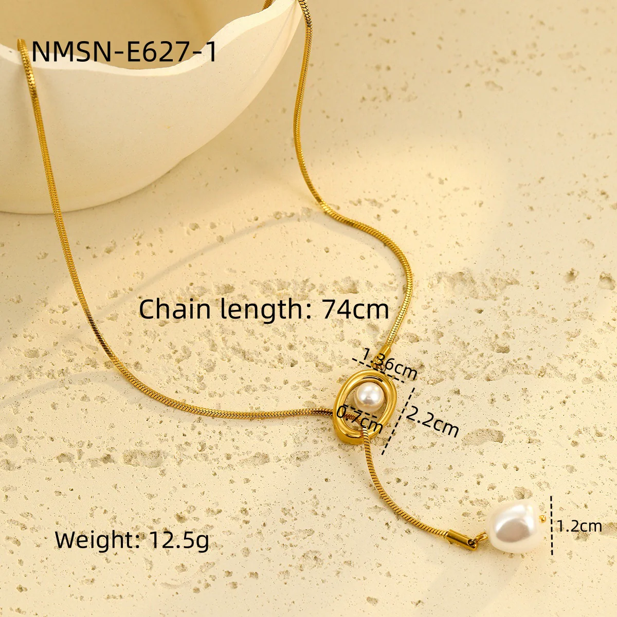 Wholesale Women's Geometric Baroque Imitation Pearl Stainless Steel 18K Electroplated Necklace Light Luxury Jewelry - Image 5