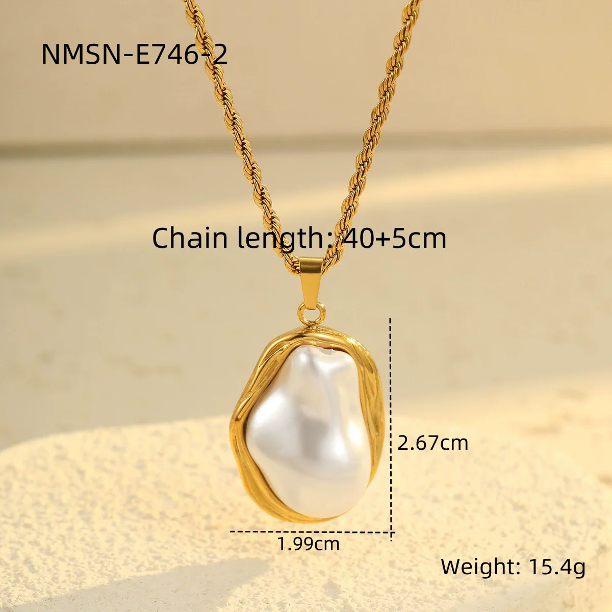 Wholesale Women's Geometric Baroque Imitation Pearl Stainless Steel 18K Electroplated Necklace Light Luxury Jewelry - Image 7