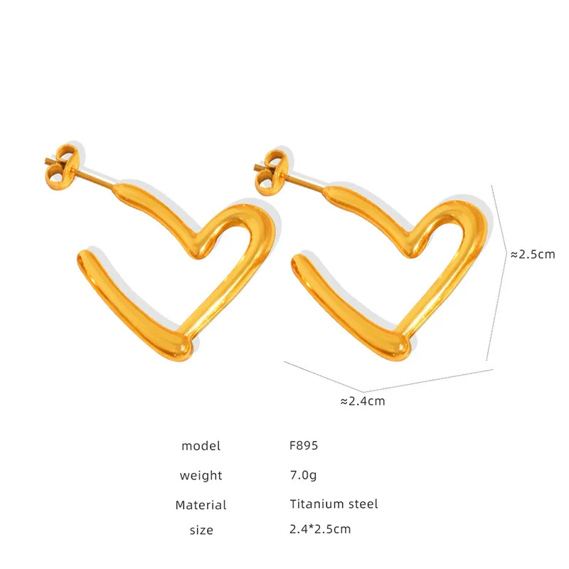 Wholesale Women's Geometric C Shaped Hollow Titanium Steel 18K Gold Electroplated Earrings - Image 14
