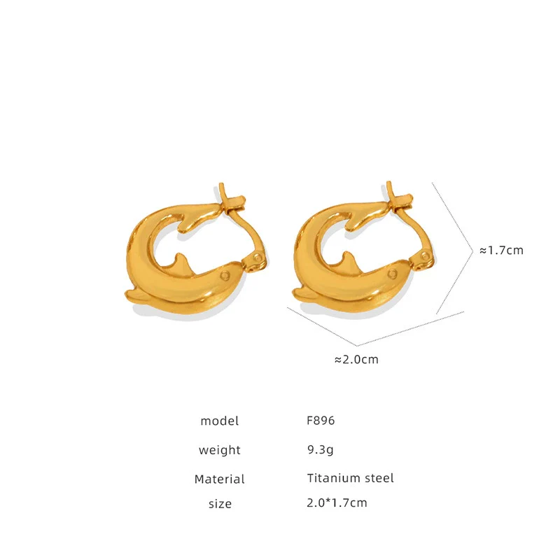 Wholesale Women's Geometric C Shaped Hollow Titanium Steel 18K Gold Electroplated Earrings - Image 16