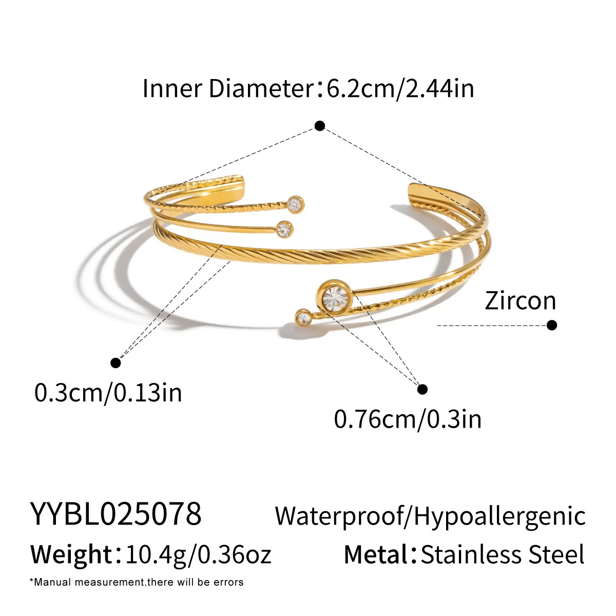 Wholesale Women's Geometric Cold Style Stainless Steel Gold Plated Bracelet Jewelry - Image 6