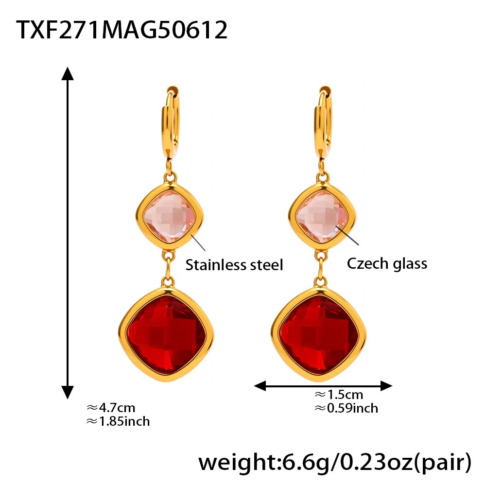 Wholesale Women's Geometric Colorblocking Ferris Wheel Tassel Earrings Made Of Stainless Steel And Glass Stone With Electroplating - Image 6