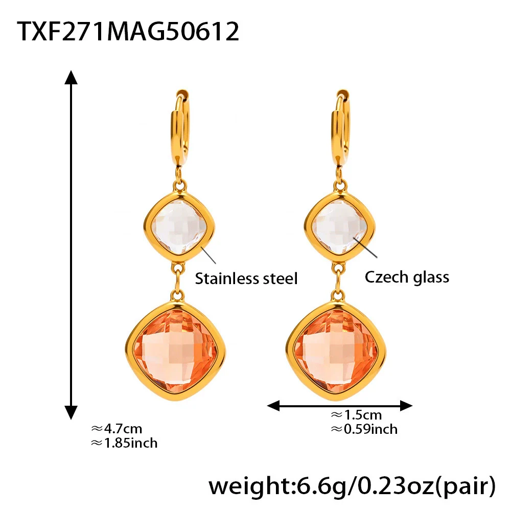 Wholesale Women's Geometric Colorblocking Ferris Wheel Tassel Earrings Made Of Stainless Steel And Glass Stone With Electroplating - Image 9