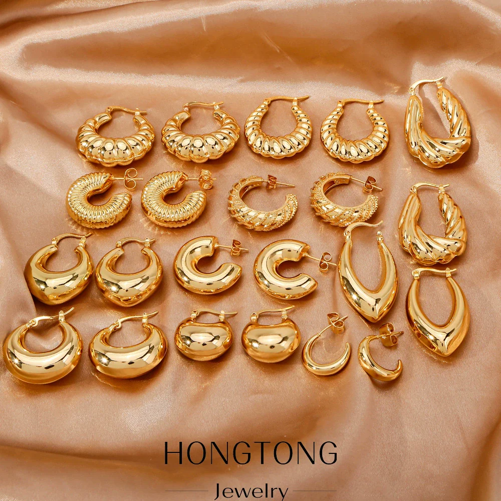 Wholesale Women's Geometric Copper Earrings With Texturized Electroplating