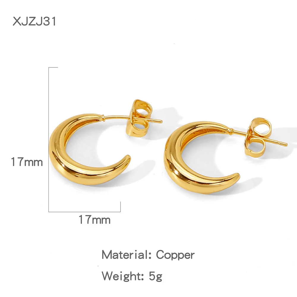 Wholesale Women's Geometric Copper Earrings With Texturized Electroplating - Image 15