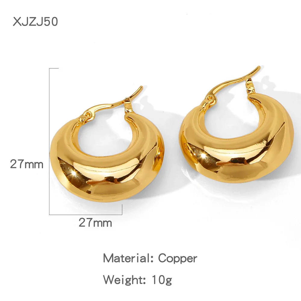 Wholesale Women's Geometric Copper Earrings With Texturized Electroplating - Image 16
