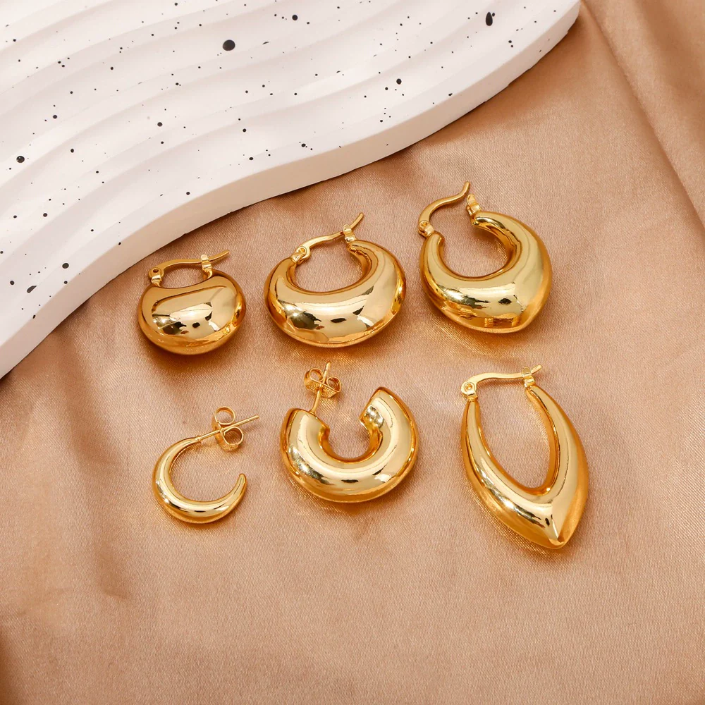 Wholesale Women's Geometric Copper Earrings With Texturized Electroplating - Image 4