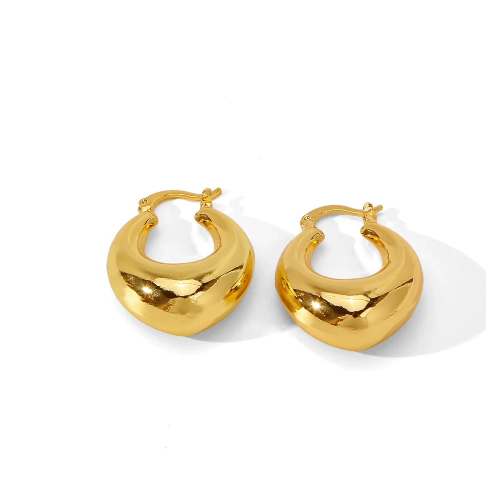 Wholesale Women's Geometric Copper Earrings With Texturized Electroplating - Image 5
