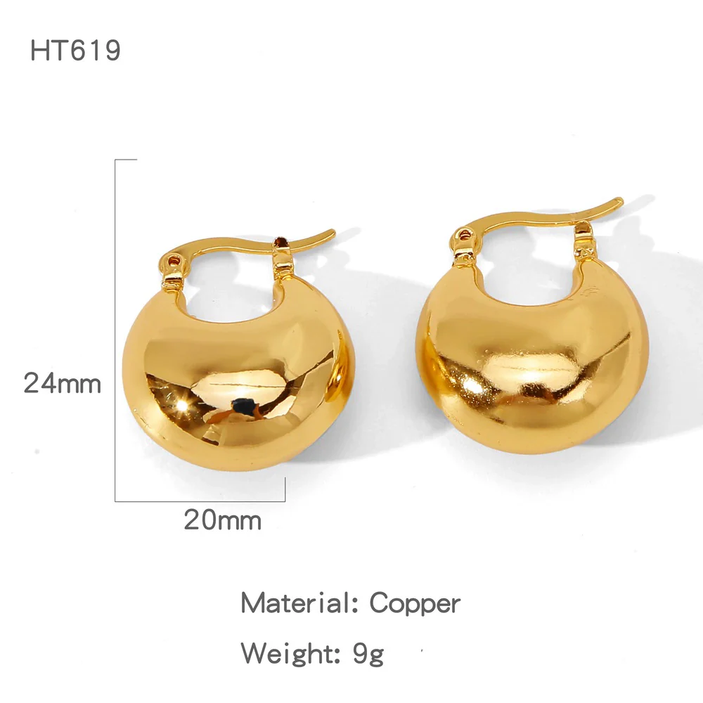 Wholesale Women's Geometric Copper Earrings With Texturized Electroplating - Image 7
