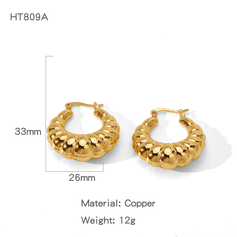 Wholesale Women's Geometric Copper Earrings With Texturized Electroplating - Image 8