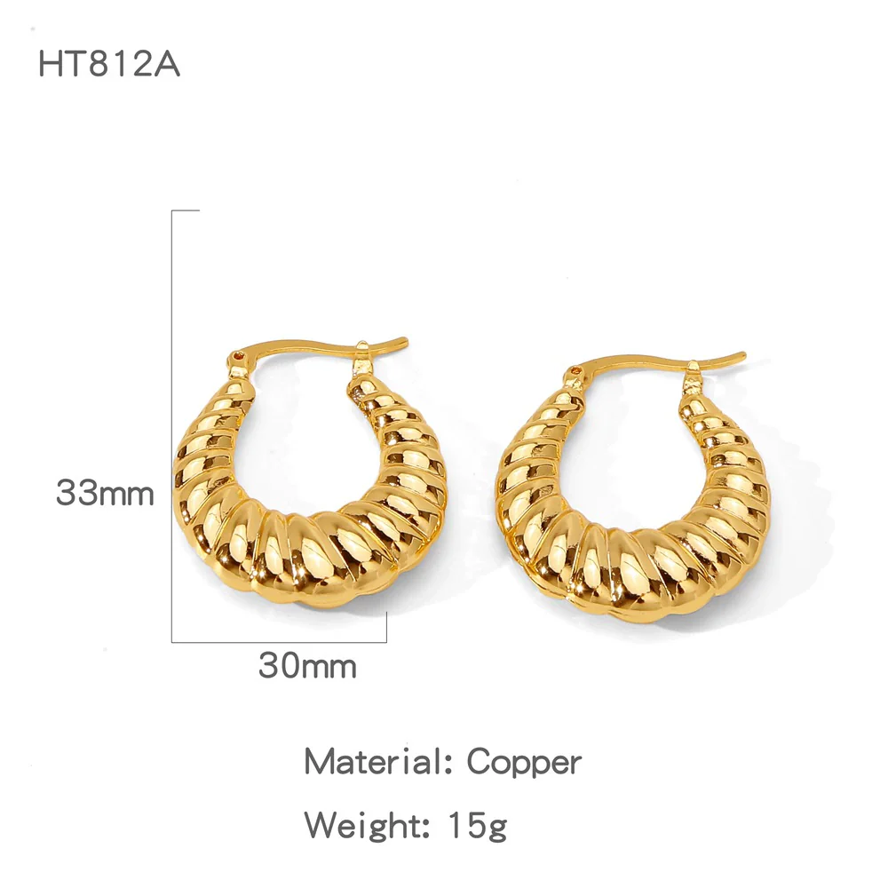 Wholesale Women's Geometric Copper Earrings With Texturized Electroplating - Image 9