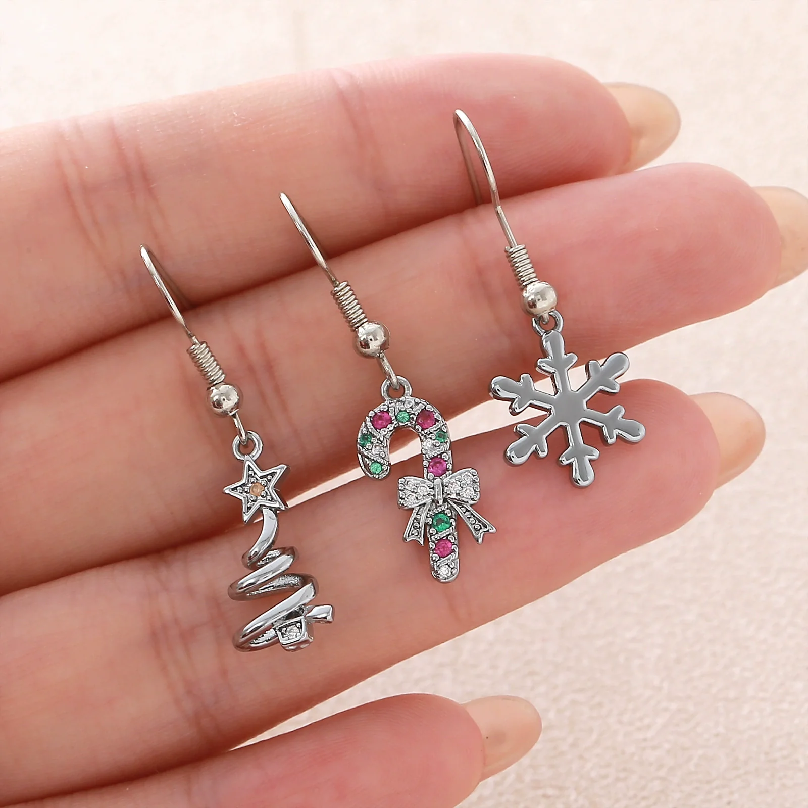 Wholesale Women's Geometric Copper Electroplated Christmas Earrings With 925 Silver Ear Needles - Image 4