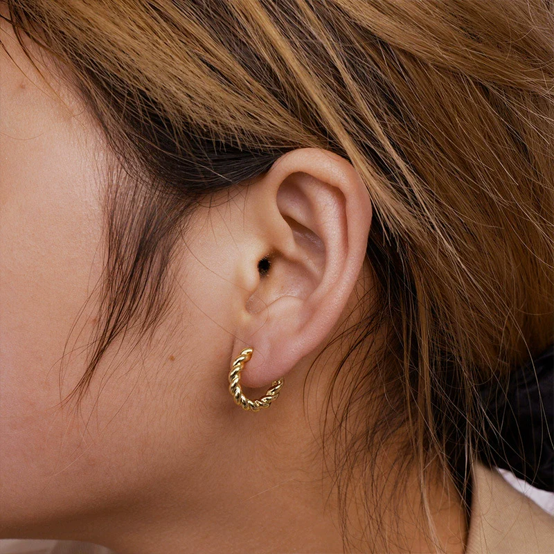 Wholesale Women's Geometric Copper Electroplated Light Luxury Gold Pigment Earrings Jewelry - Image 4