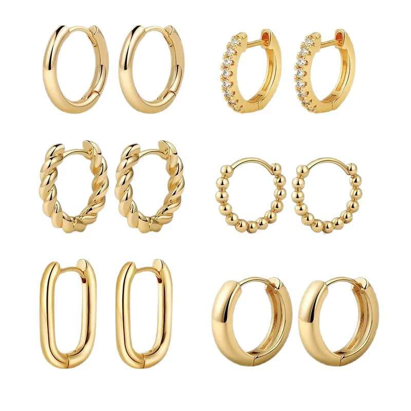Wholesale Women's Geometric Copper Electroplated Light Luxury Gold Pigment Earrings Jewelry - Image 5