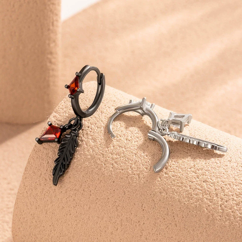 Wholesale Women's Geometric Copper Feather Diamond Zircon Earrings Electroplating Style - Image 4