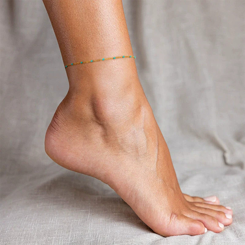 Wholesale Women's Geometric Copper Gold Plated Artificial Gemstones And Semiprecious Stones Anklet Jewelry - Image 3