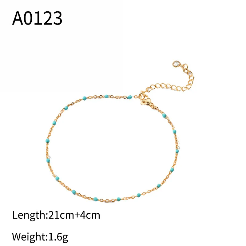 Wholesale Women's Geometric Copper Gold Plated Artificial Gemstones And Semiprecious Stones Anklet Jewelry - Image 5