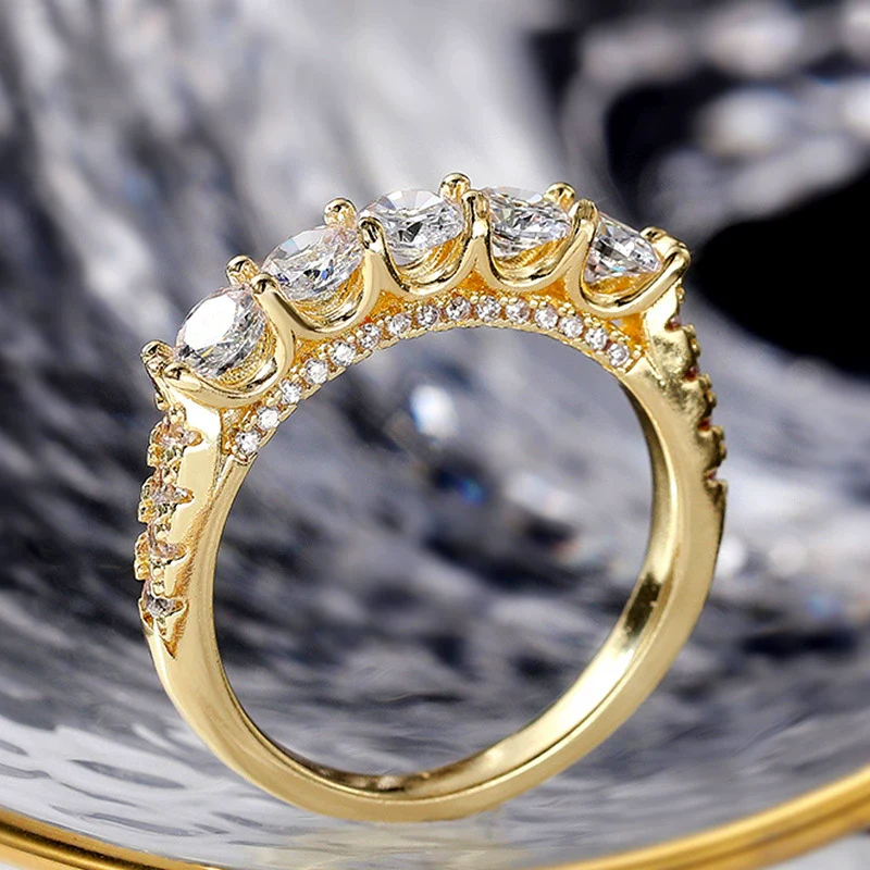 Wholesale Women's Geometric Copper Goldplated Zircon Inlaid Ring And Bracelet - Image 4