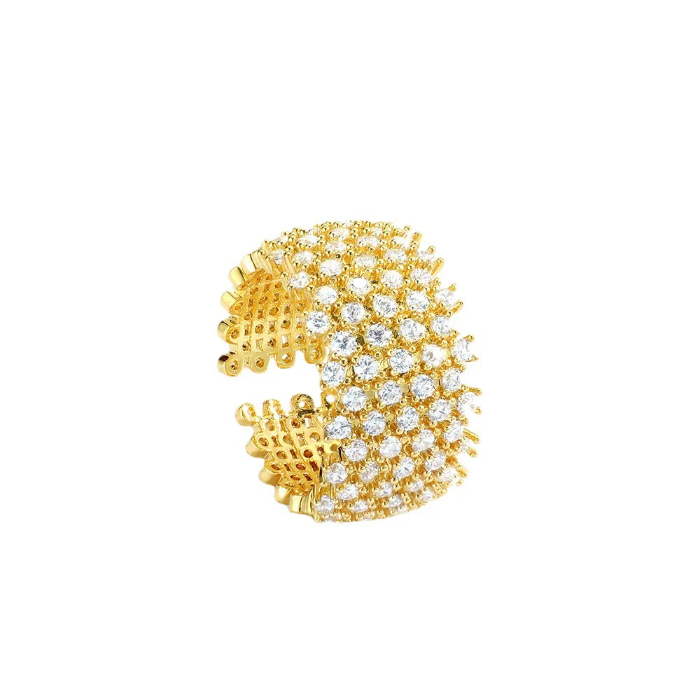 Wholesale Women's Geometric Copper Ring Plated With Real Gold And Set With Zircon - Image 5