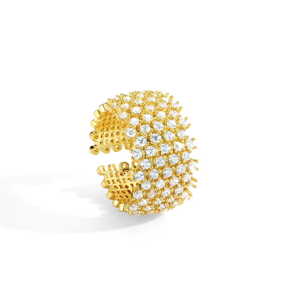 Wholesale Women's Geometric Copper Ring Plated With Real Gold And Set With Zircon - Image 6
