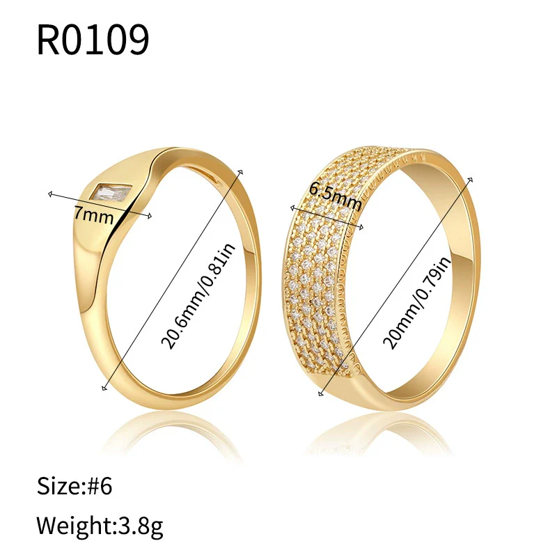 Wholesale Women's Geometric Copper Ring With Microencrusted Diamond And Electroplating Stylish Simple Ins Style - Image 6