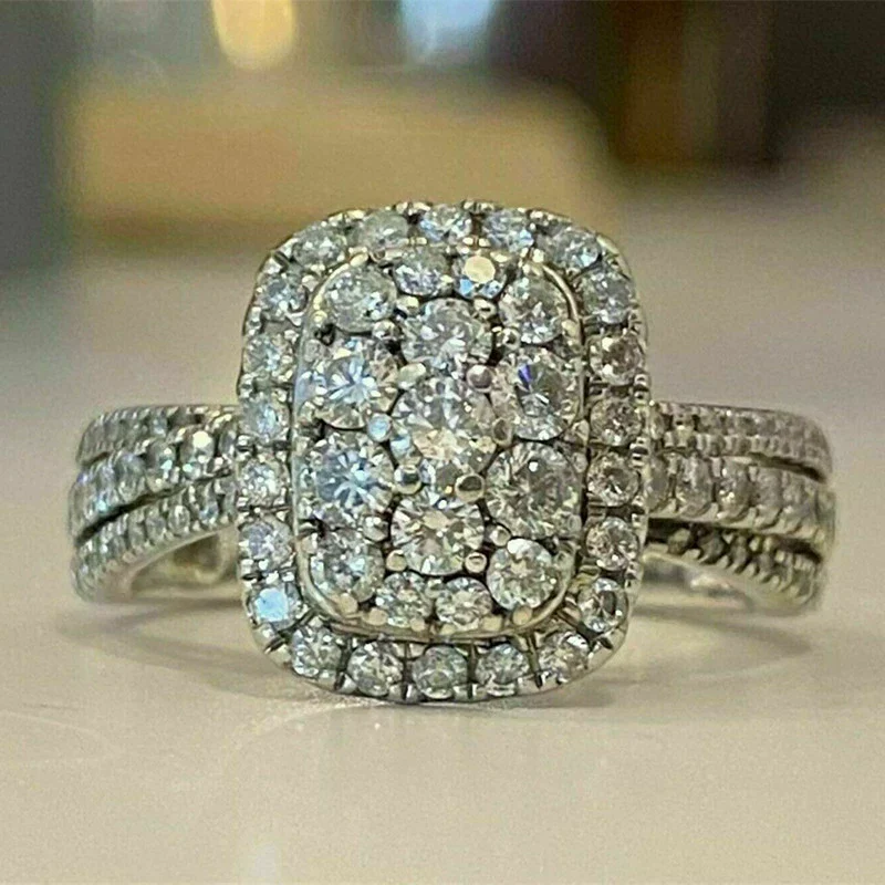 Wholesale Women's Geometric Copper Ring With Zirconia For Fashionable And Elegant Jewelry