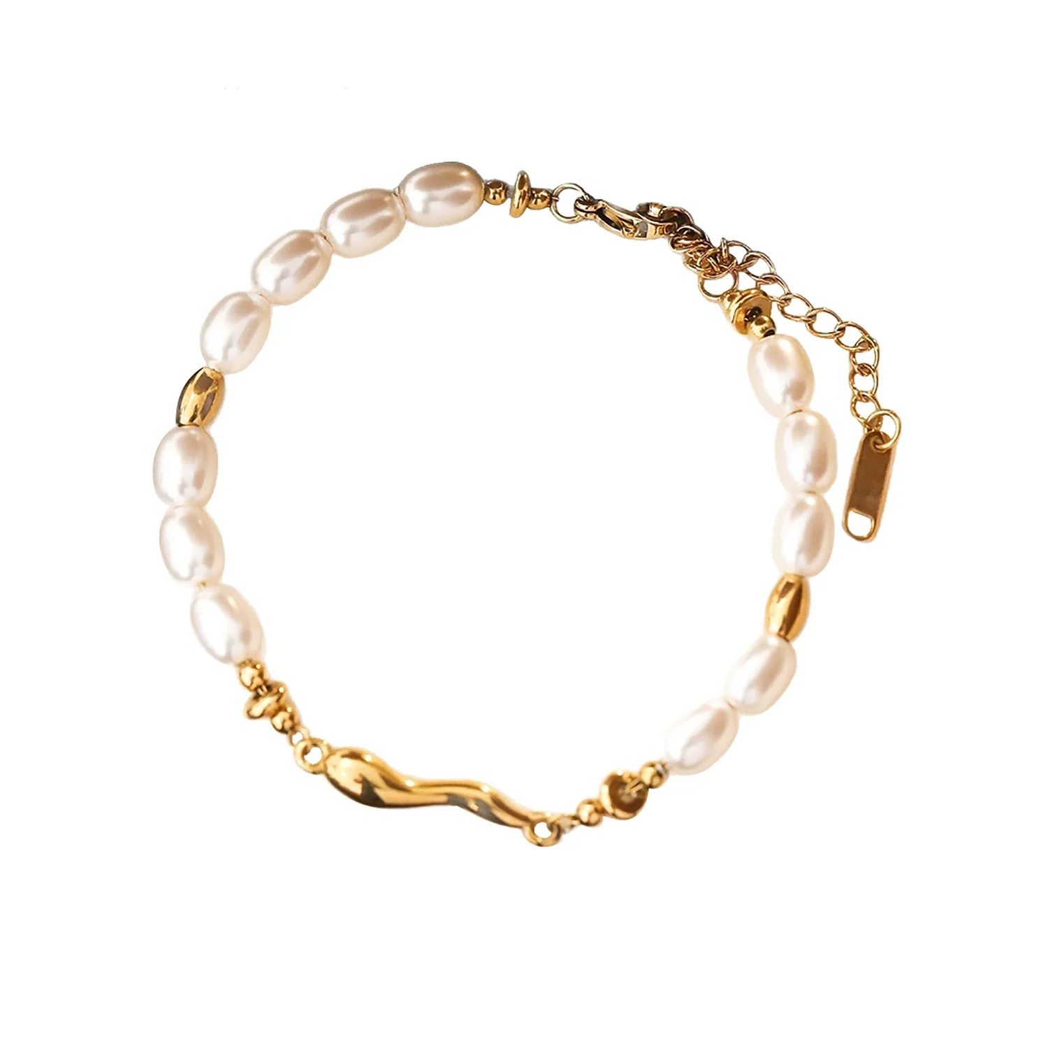 Wholesale Women's Geometric Copper Stainless Steel Vacuum Pearl Electroplated Bracelet - Image 5